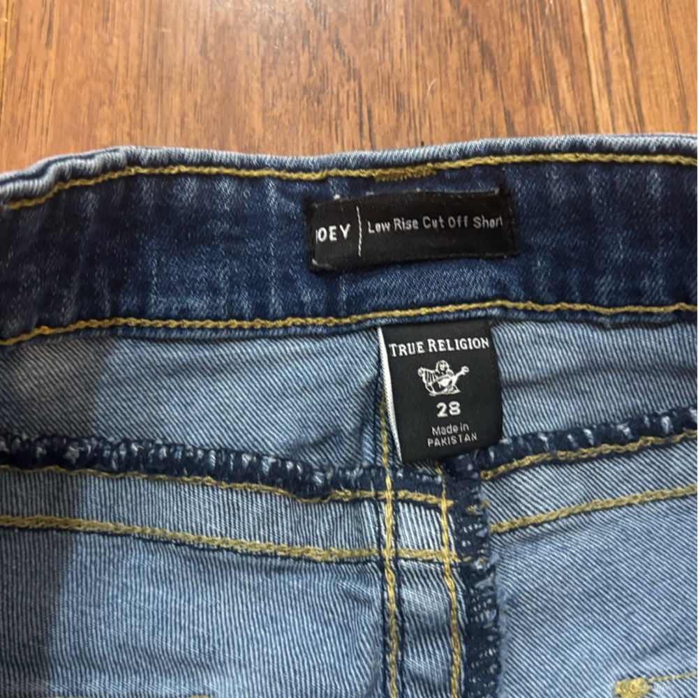 True Religion Joey Cut Off Denim Shorts Size 28 Low Rise Shorty Shorts - Picture 4 of 10